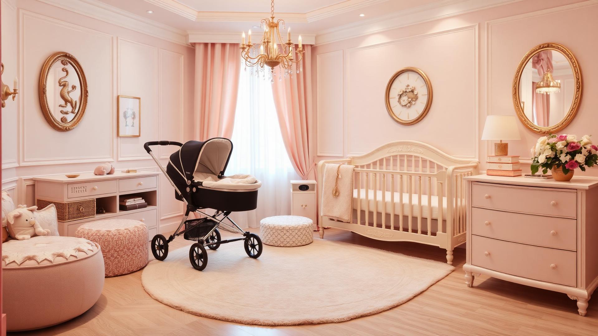 Carrinho de bebê em ambiente elegante